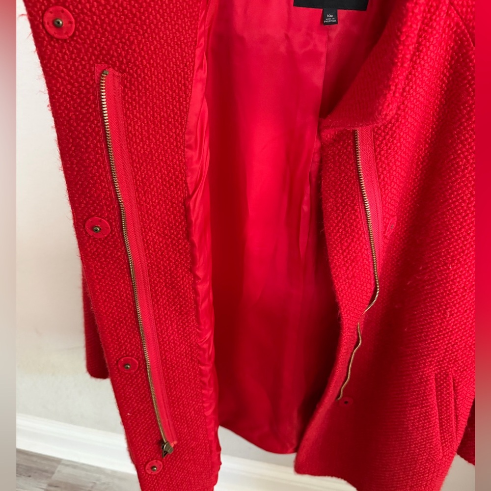 Talbots Wool Women's Red Pea Coat - Picture 3 of 6
